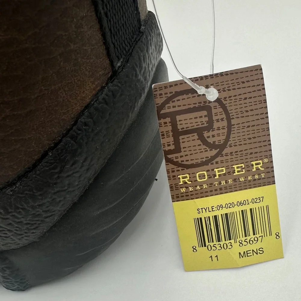 Roper Performance Shoes Mens 11 Brown 09-020-0601-0237 Leather Slip On NEW